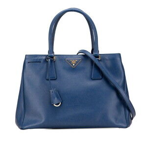PRADA Blue Leather Saffiano Shoulder Bag